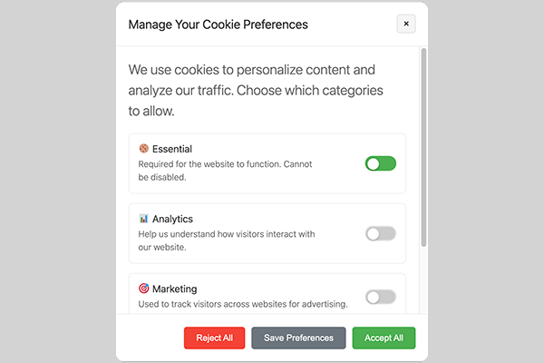 Cookie Preferences Modal