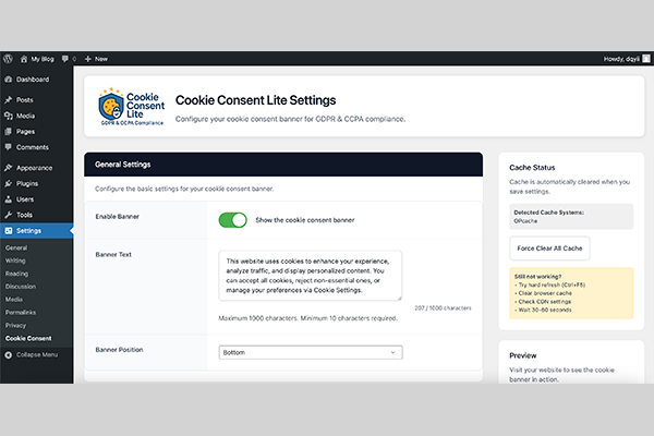 Admin Settings Interface